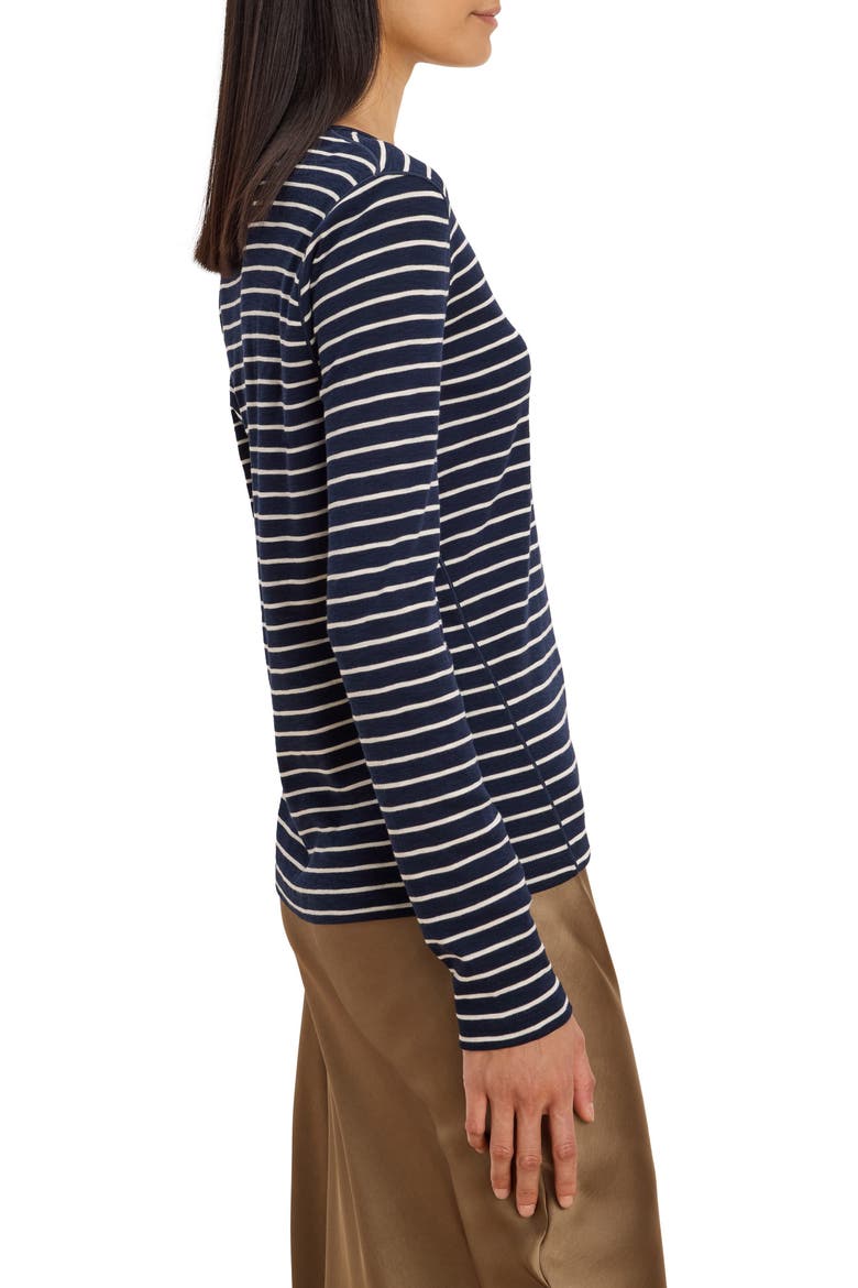 Striped V Neck T-Shirt, Alternate, color, INDIGO MULTI