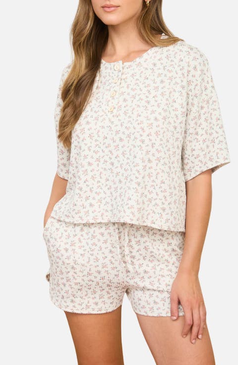 Ditsy Floral Henley Top & Shorts Set
