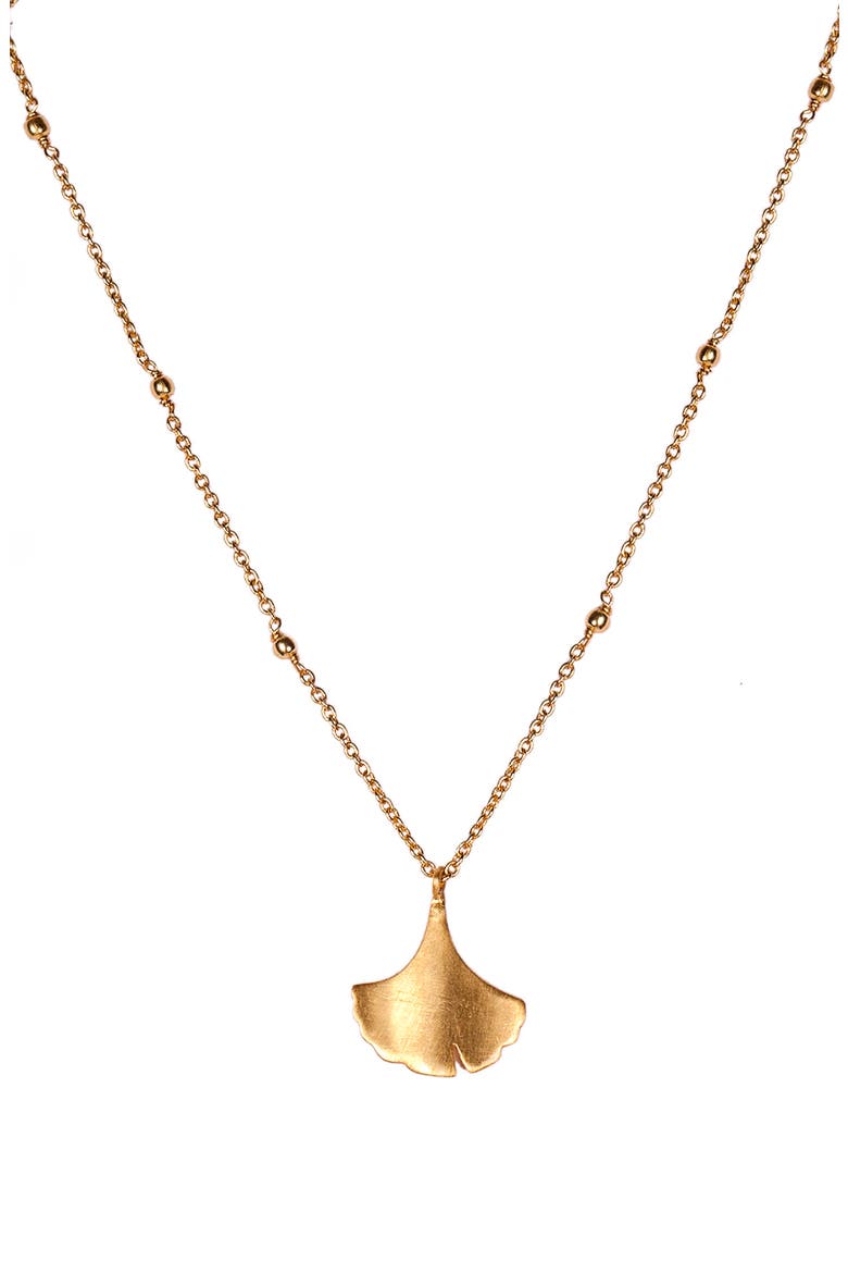 Biloba Ginkgo Pendant Necklace, Alternate, color, GOLD