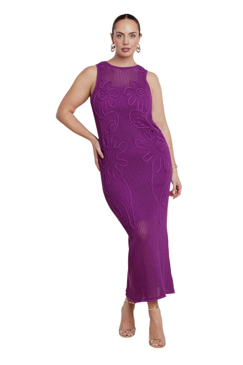 Floral Rope Knit Maxi Dress, Main, color, HOLLYHOCK