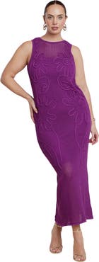 ELOQUII Floral Rope Knit Maxi Dress