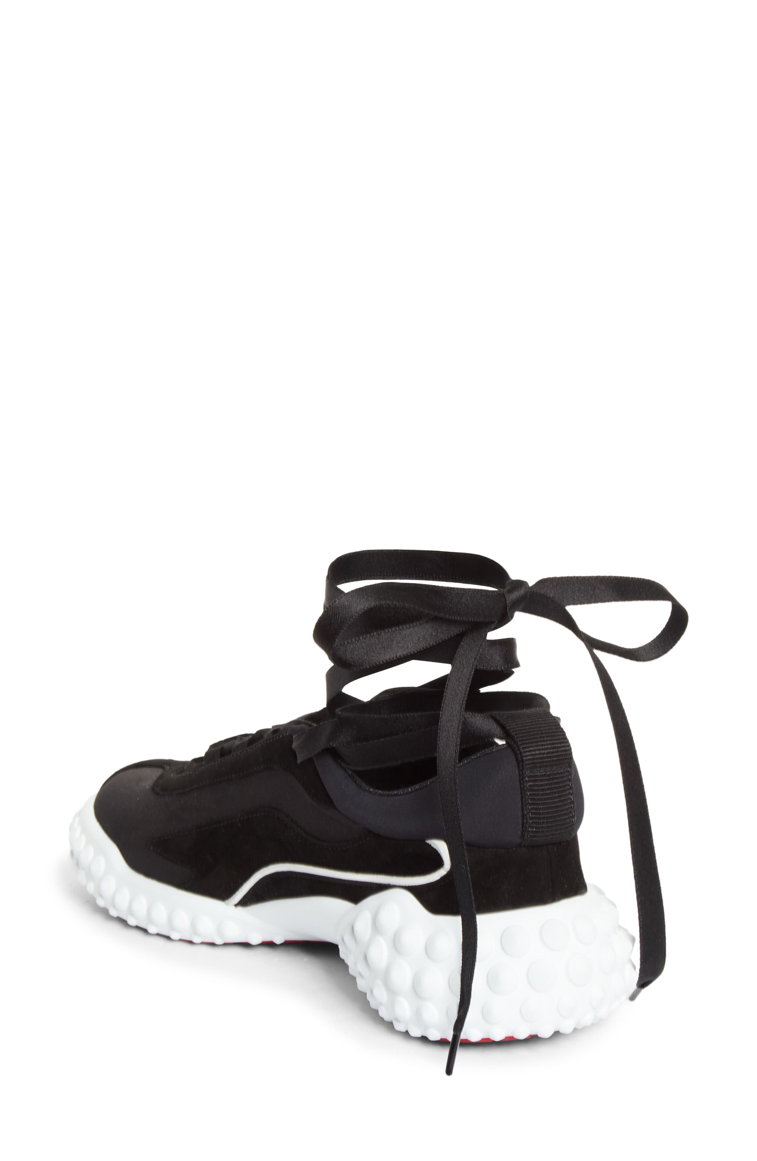 Christian Louboutin Mara Ankle Tie Sneaker, Alternate, color, Black