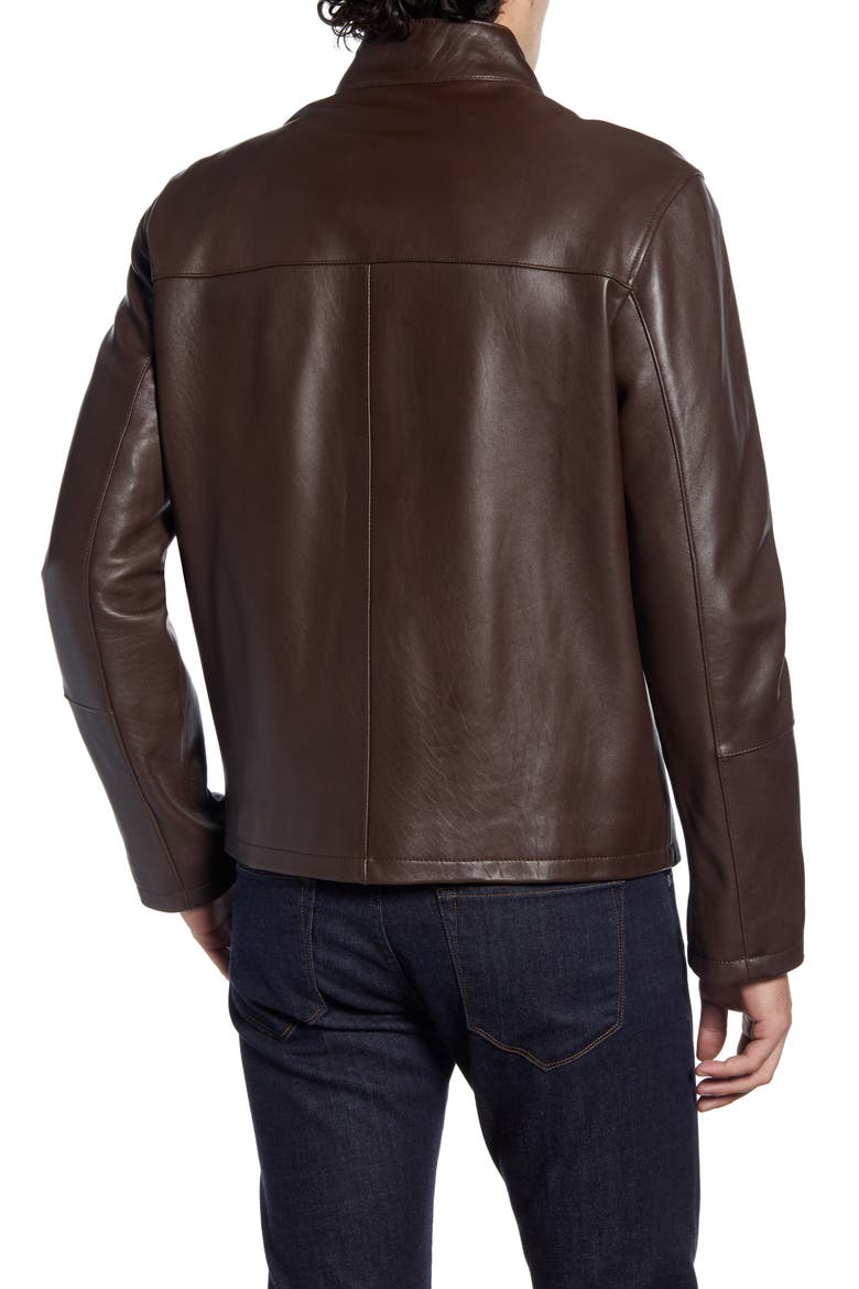 Lambskin Leather Moto Jacket, Alternate, color, JAVA