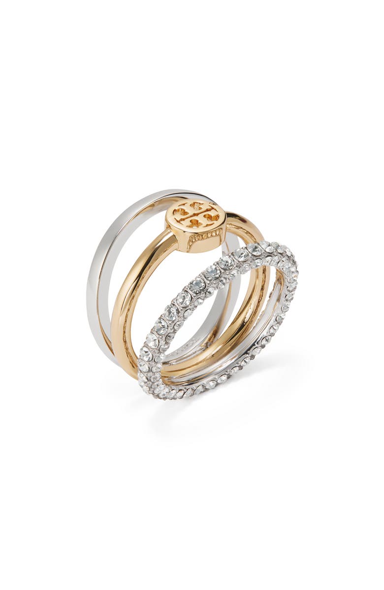 Tory Burch Icon Pavé Stacking Ring, Main, color, 