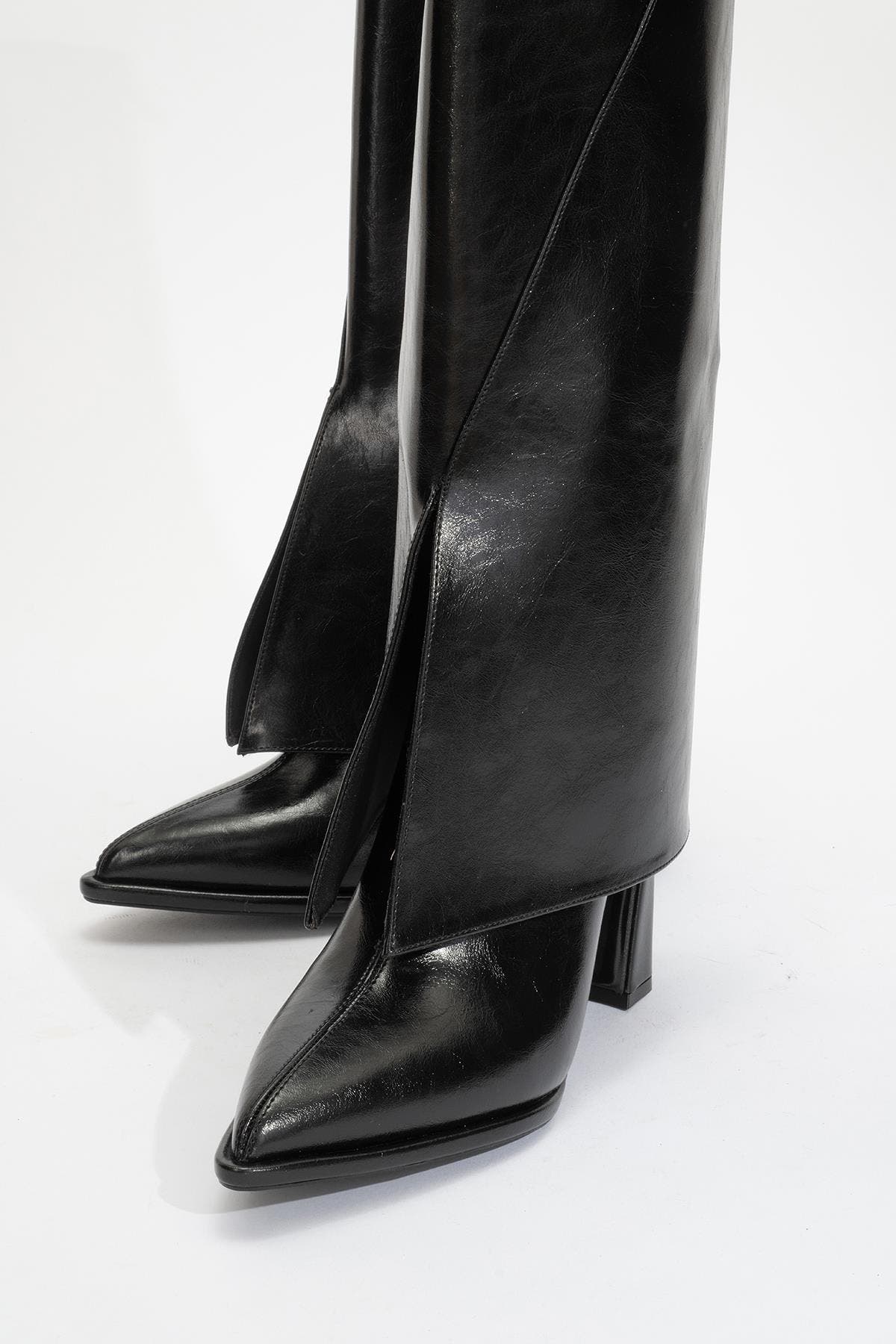 Prologue Shoes Aja Block Heel Convertible Knee High Boot, Alternate, color, Black Faux Leather