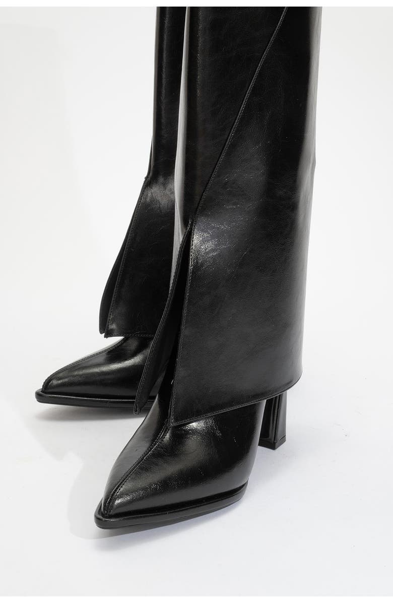 Prologue Shoes Aja Block Heel Convertible Knee High Boot, Alternate, color, Black Faux Leather