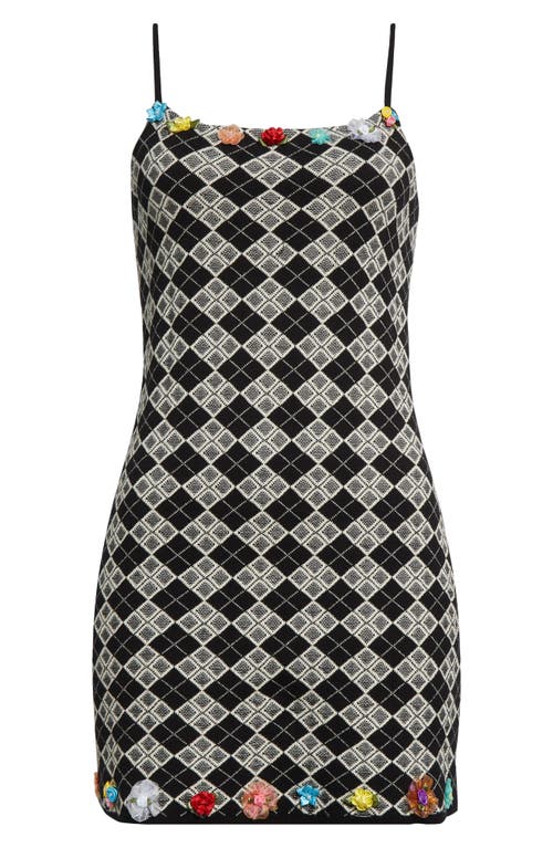 Yanyan Argyle Jacquard Knit Minidress In Black/white