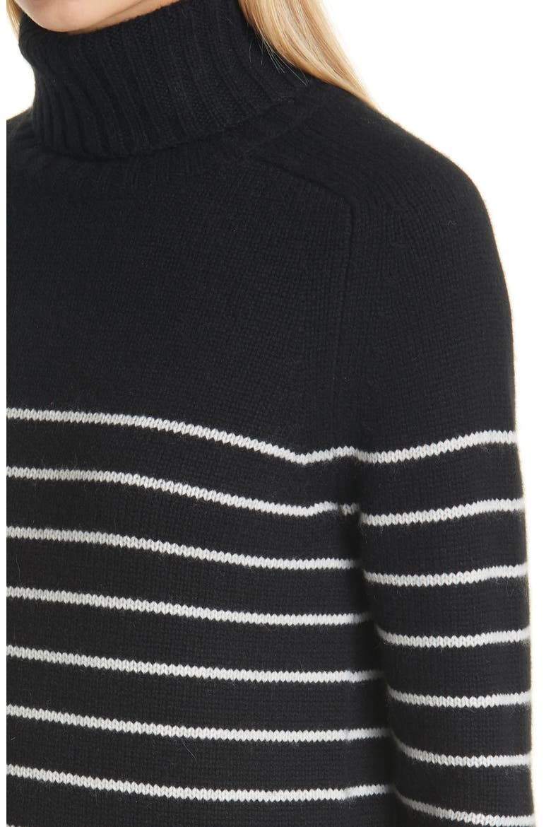 Molly Stripe Cashmere Turtleneck, Alternate, color, BLACK/ IVORY STRIPE