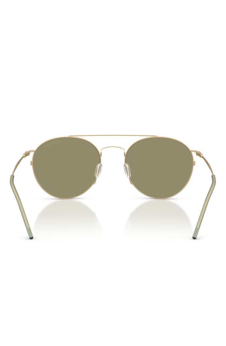 ARMANI 53mm Round Sunglasses, Alternate, color, Matte Pale Gold / Green