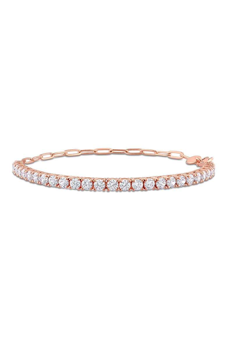 Rose Gold Plated Sterling Silver Cubic Zirconia Tennis Bracelet, Main, color, ROSE