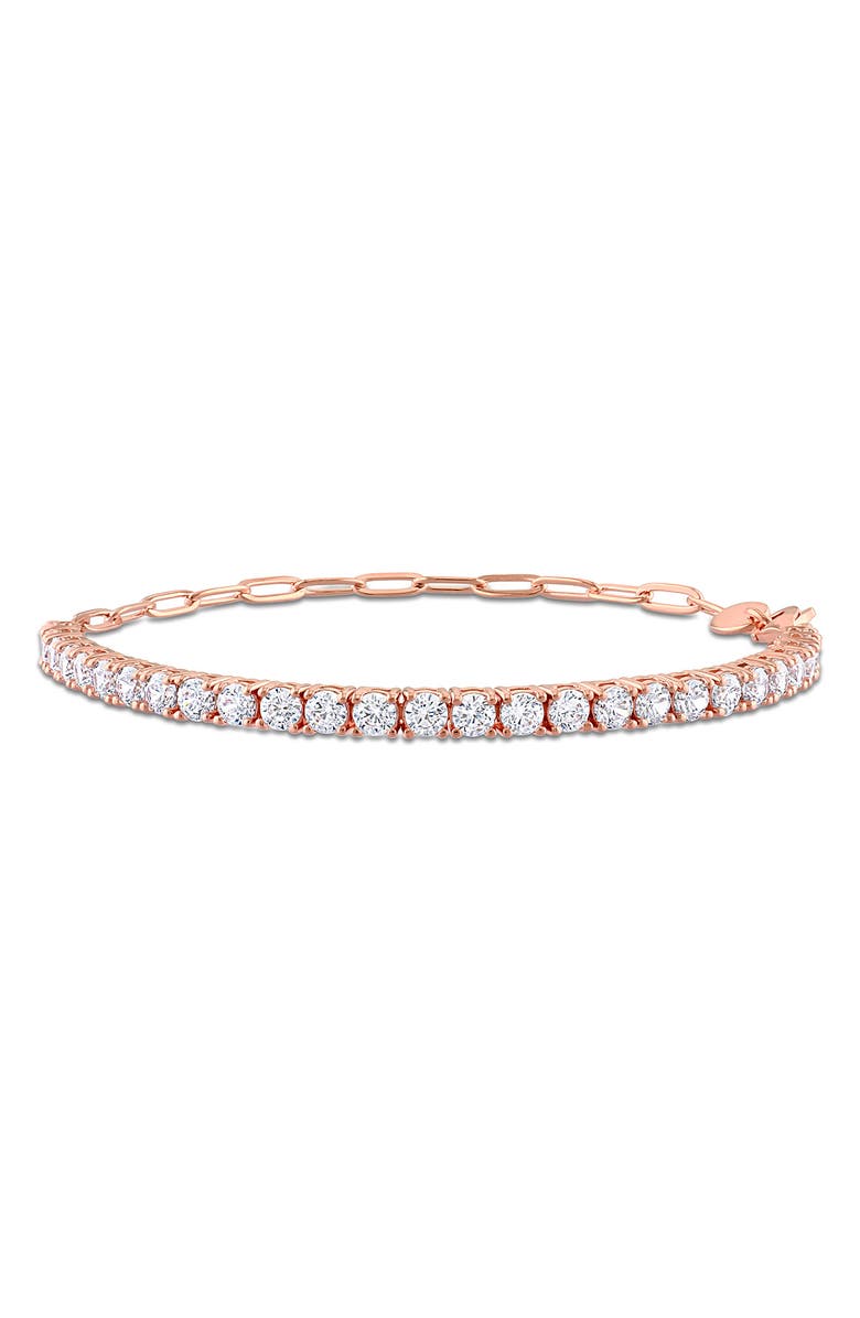 DELMAR Rose Gold Plated Sterling Silver Cubic Zirconia Tennis Bracelet, Main, color,
