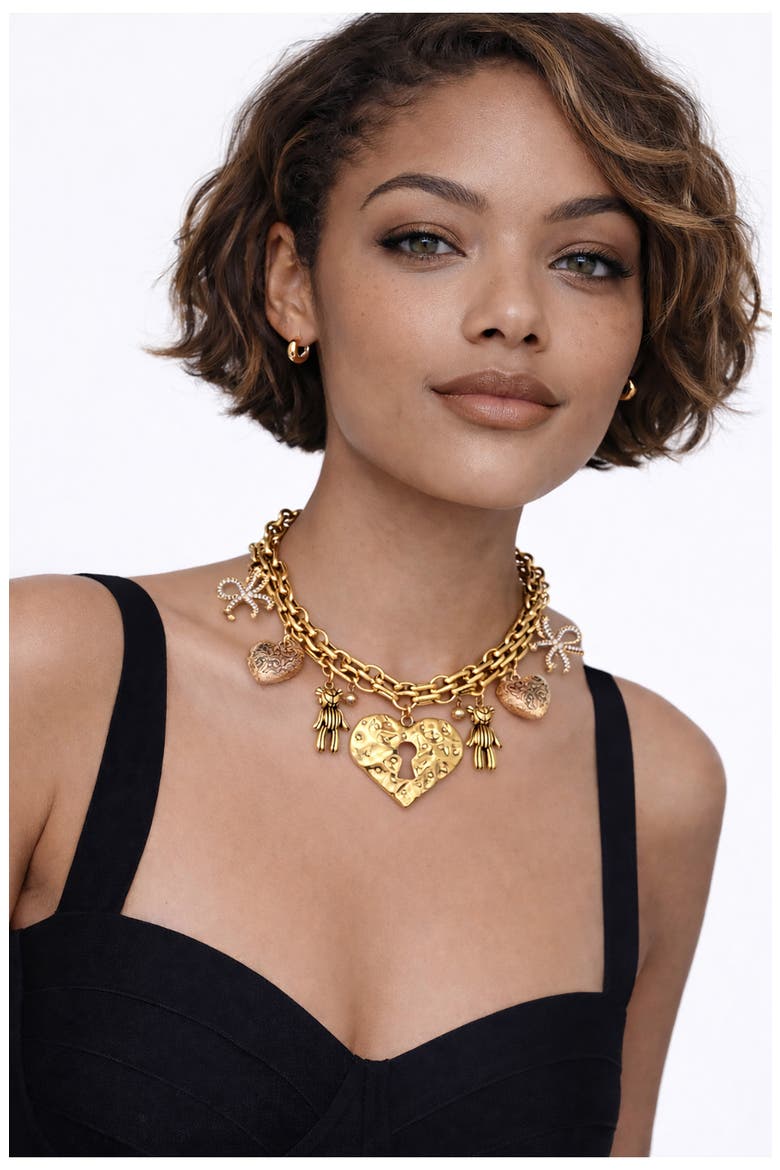 Kara Charm Necklace, Alternate, color, GOLD