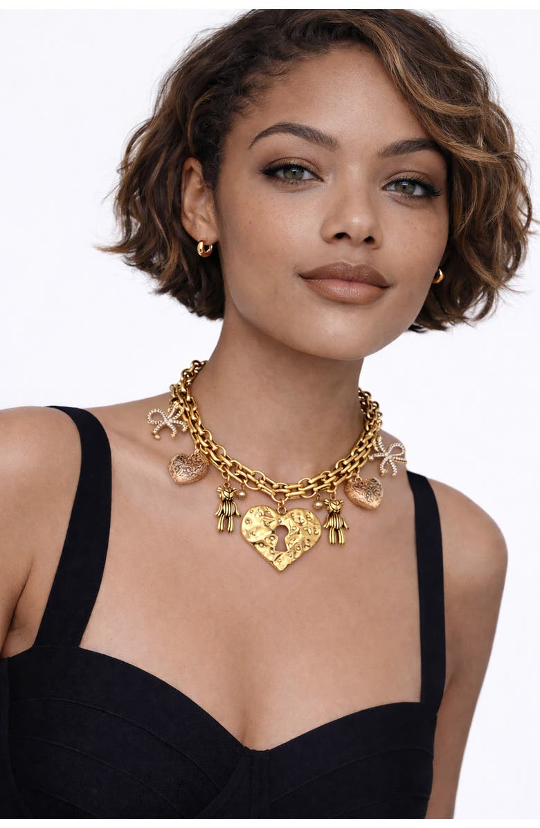 EYE CANDY LOS ANGELES Kara Charm Necklace, Alternate, color, Gold