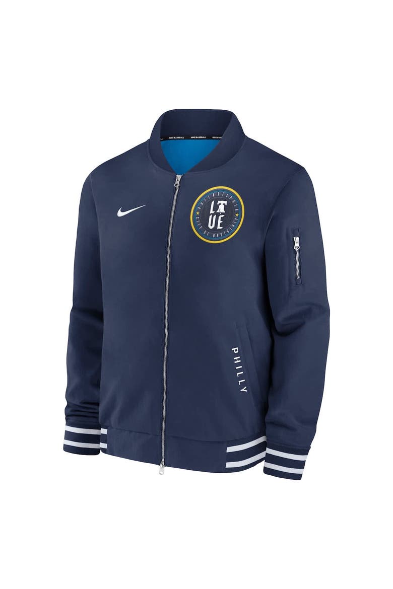 Men's Nike  Navy Philadelphia Phillies Authentic Collection City Connect Full-Zip Bomber Jacket, Alternate, color, Navy