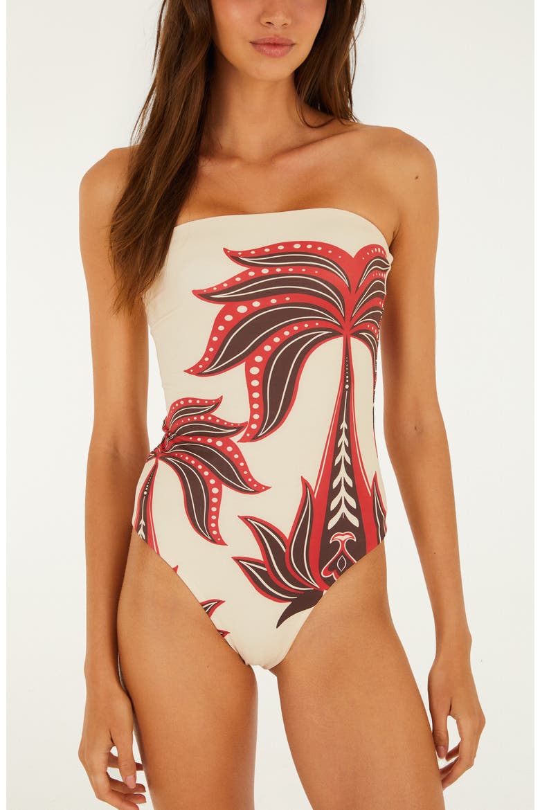 Ainika Garden Strapless One-Piece Swimsuit, Alternate, color, RED