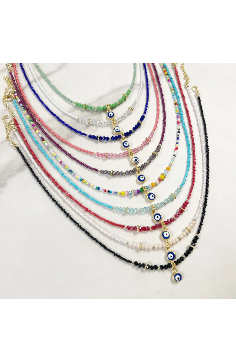 Humanist Beauty Evil Eye Charm Necklace, Alternate, color, Clear