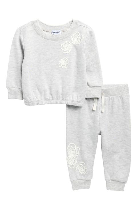 Rose Embroidered Sweatshirt & Sweatpants Set (Baby)