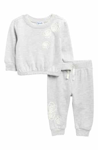 Rose Embroidered Sweatshirt & Sweatpants Set
