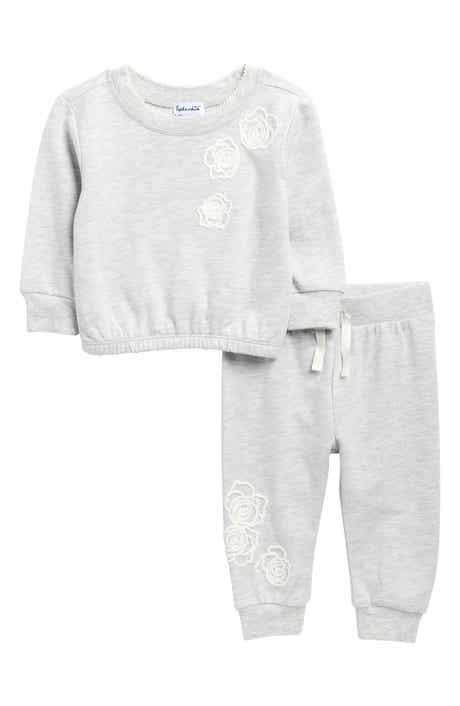 Rose Embroidered Sweatshirt & Sweatpants Set