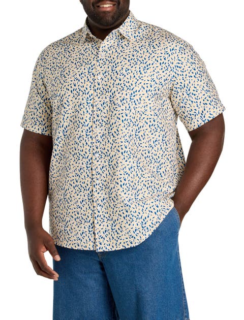 Big & Tall Microfiber Droplet Print Sport Shirt