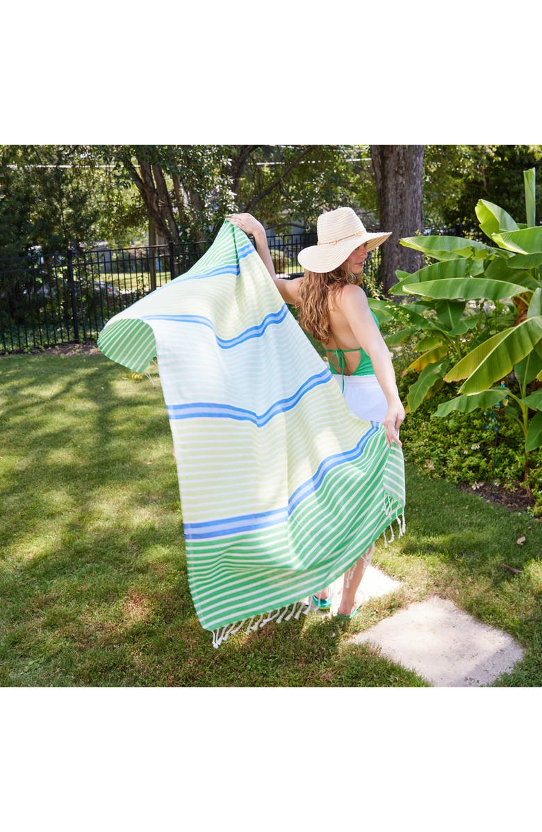 Feelgoodz Shoreline XL Turkish Cotton Towel with Matching Pouch, Alternate, color, Cape Code