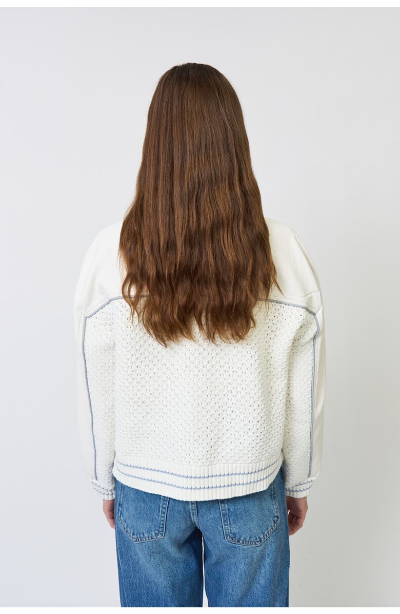 Central Park West Ophelia Vegan X Crochet Sweater Bomber, Alternate, color, Bone