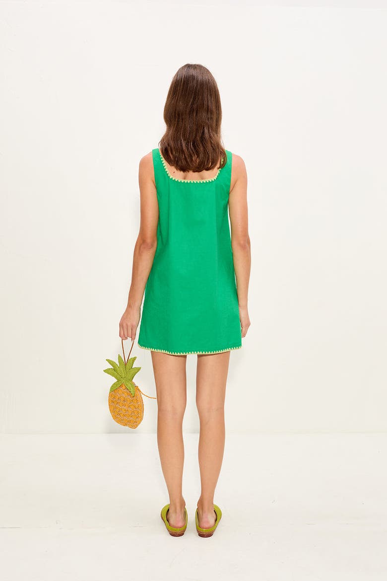 Sahara Embroidered Linen Dress, Alternate, color, Grass Green