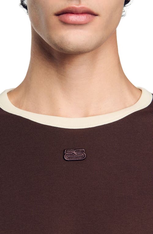 Sandro Cotton Logo T-shirt In Moka.