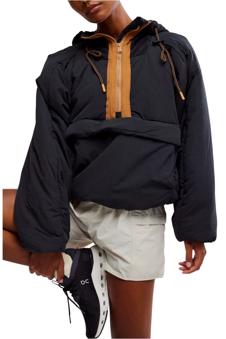 FP Movement In A Pillow Water Resistant Packable Puffer Anorak, Alternate, color, BLACK
