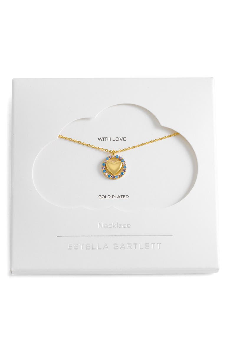 Estella Bartlett Cubic Zirconia Heart Pendant Nec klace, Alternate, color, Gold