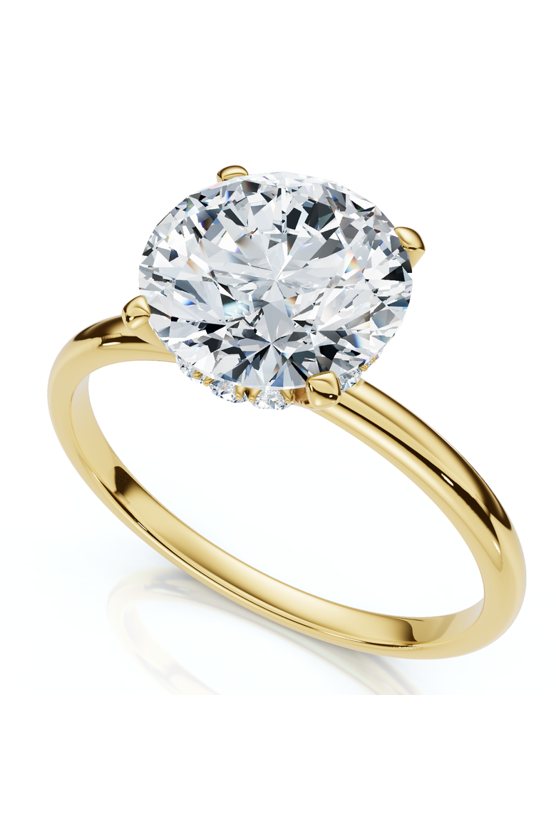 Certified 1Ct Hidden Halo Diamond Engagement Ring 14k Gold Lab Grown, Main, color, 14k Yellow Gold