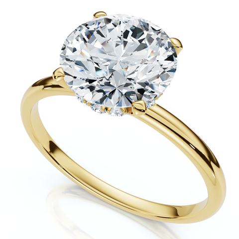 Certified 1Ct Hidden Halo Diamond Engagement Ring 14k Gold Lab Grown