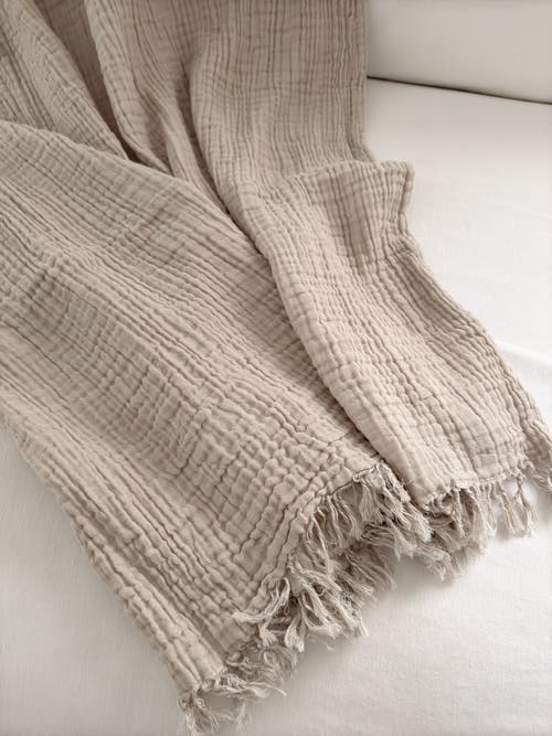 Anaya Crinkled Turkish Cotton Oversized Cuddle Blanket In Neutral