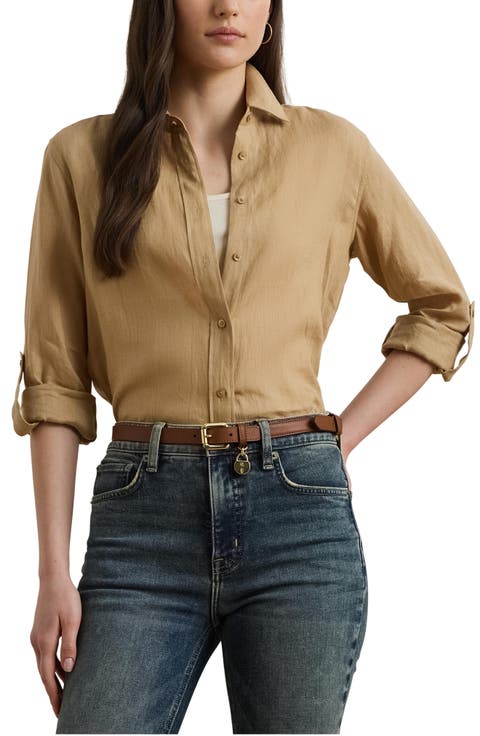 Karrie Linen Button-Up Shirt (Petite)