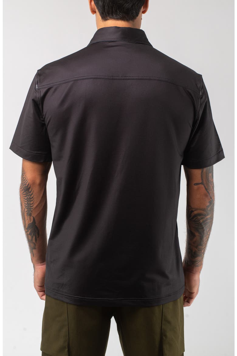 Aqua Terra Night Shade Tech Short Sleeve Performance Button-Up Shirt, Alternate, color, BLACK