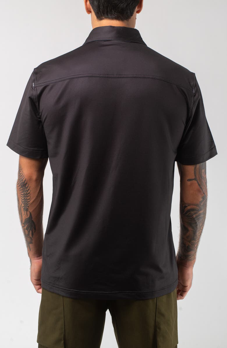 VAST Aqua Terra Night Shade Tech Short Sleeve Performance Button-Up Shirt, Alternate, color, Black