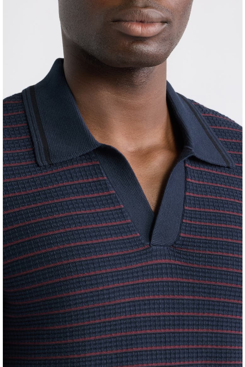 Aaron Stripe Johnny Collar Polo, Alternate, color, NAVY