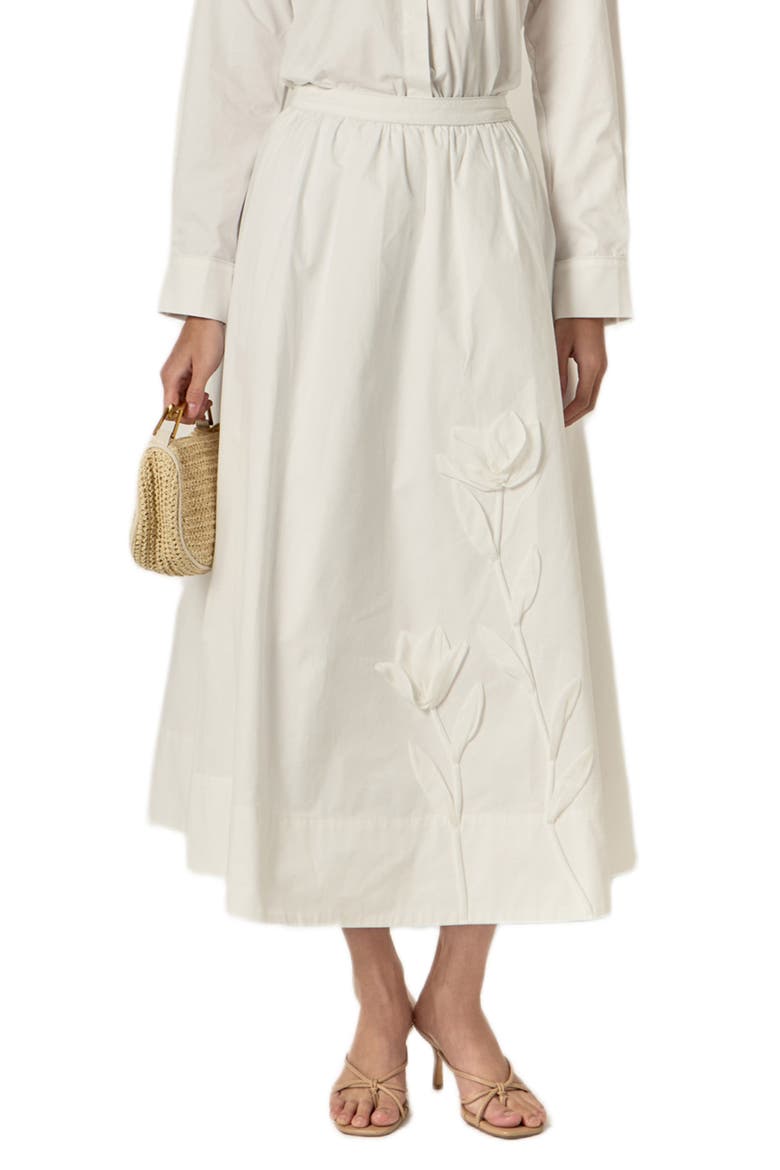 Floral Appliqué Skirt, Main, color, WHITE