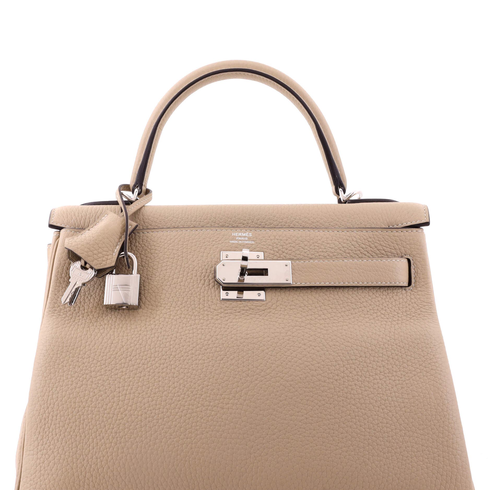 Kelly Handbag Light Clemence with Palladium Hardware 28, Alternate, color, White