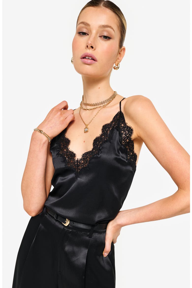 Everly Silk Camisole, Alternate, color, BLACK