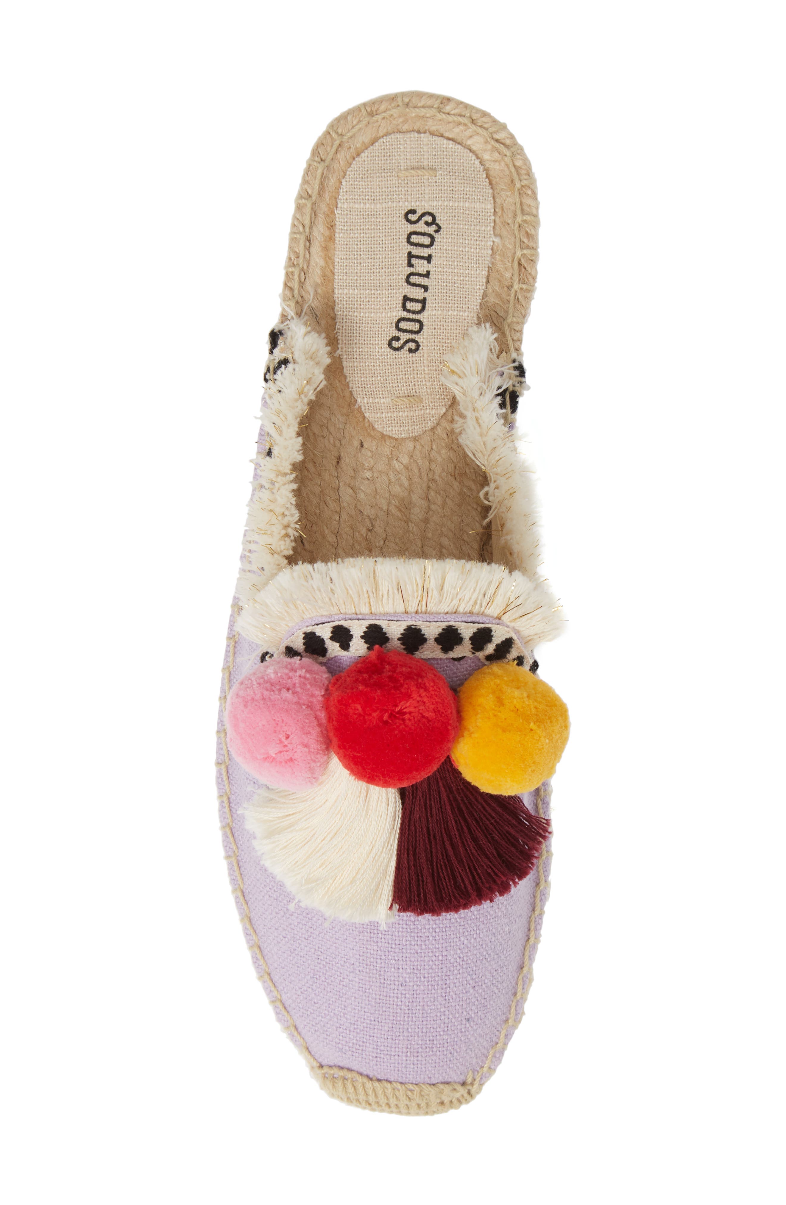 Pompom Espadrille Mule, Alternate, color, LILAC FABRIC