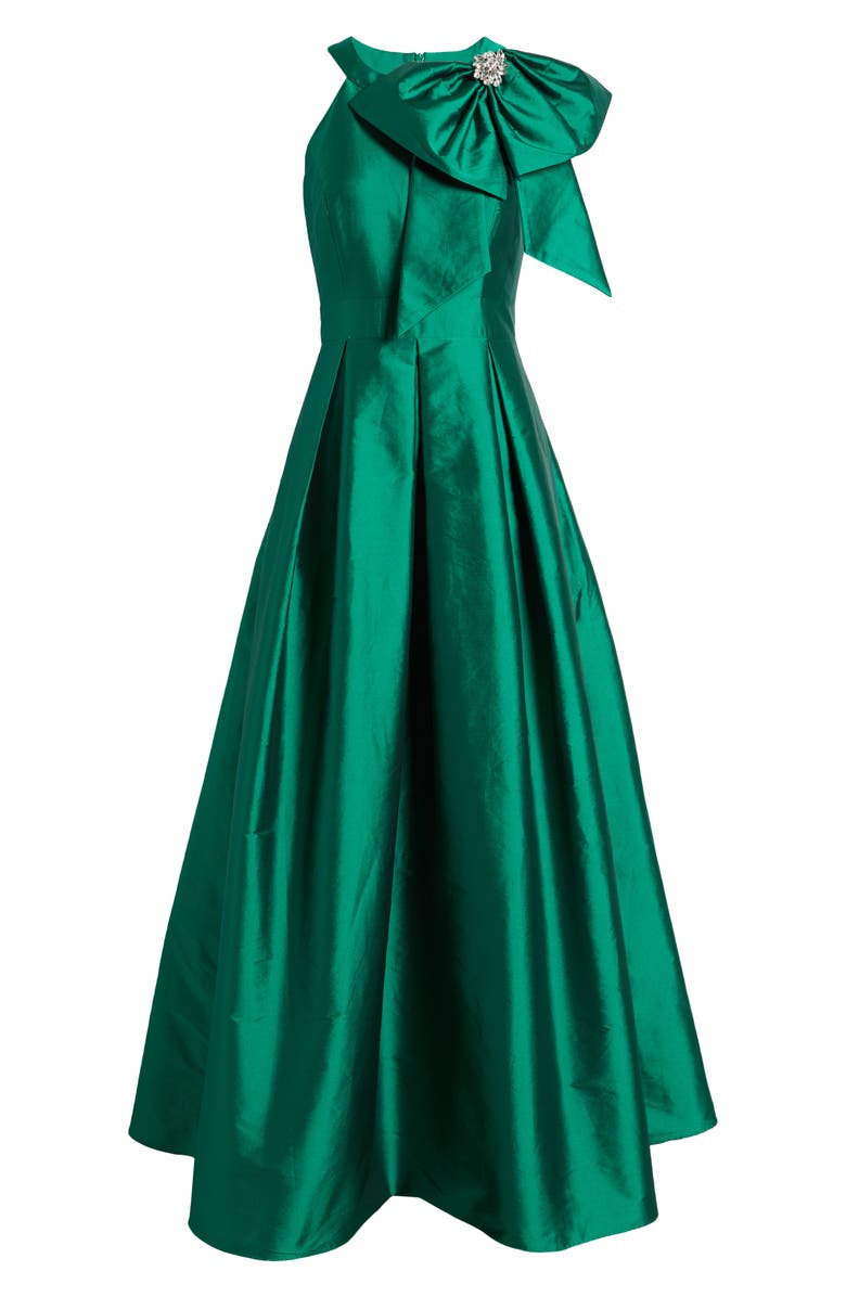 Eliza J Bow Mikado Ballgown, Alternate, color, Emerald