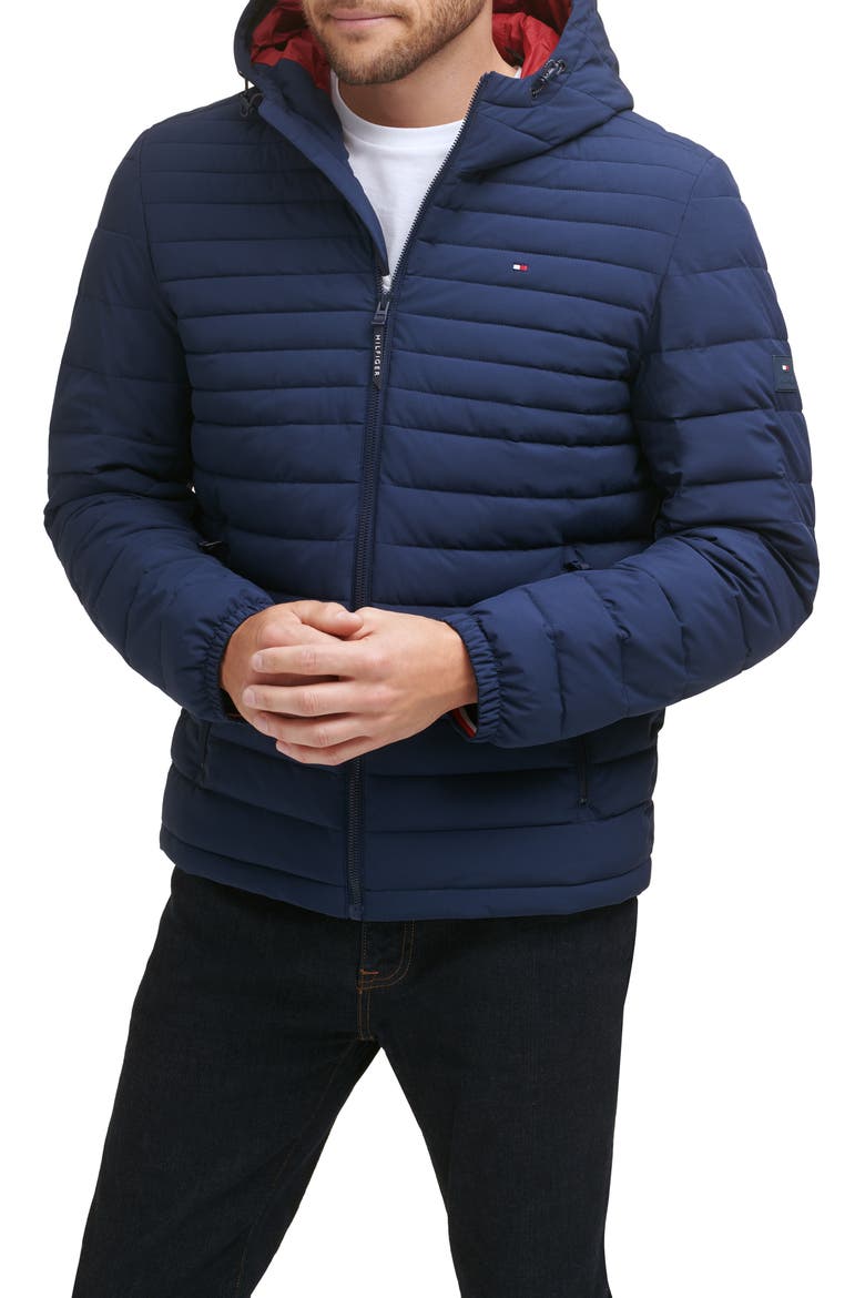 Stretch Quilted Hooded Puffer Jacket, Alternate, color, MIDNIGHT