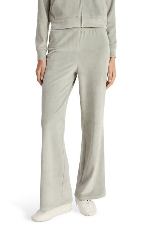 Shop Mango Stretch Velour Pants In Aqua Green