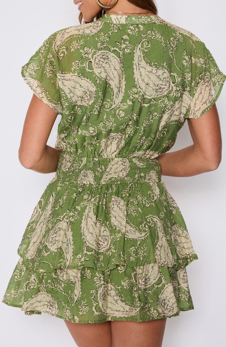 VICI Collection Lydia Paisley Print Smocked Waist Tiered Minidress, Alternate, color, 