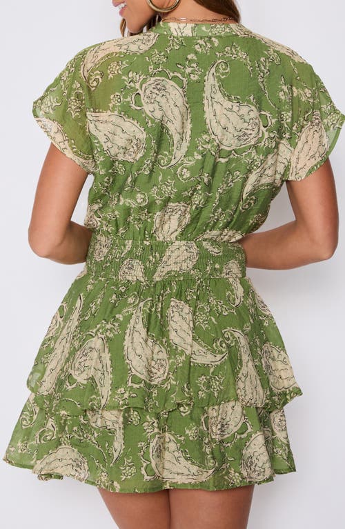 Vici Collection Lydia Paisley Print Smocked Waist Tiered Minidress
