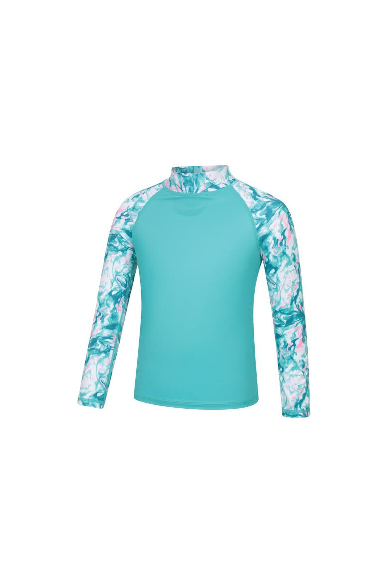 Childrens/Kids Marble Effect Long-Sleeved Rash Guard, Alternate, color, Turquoise