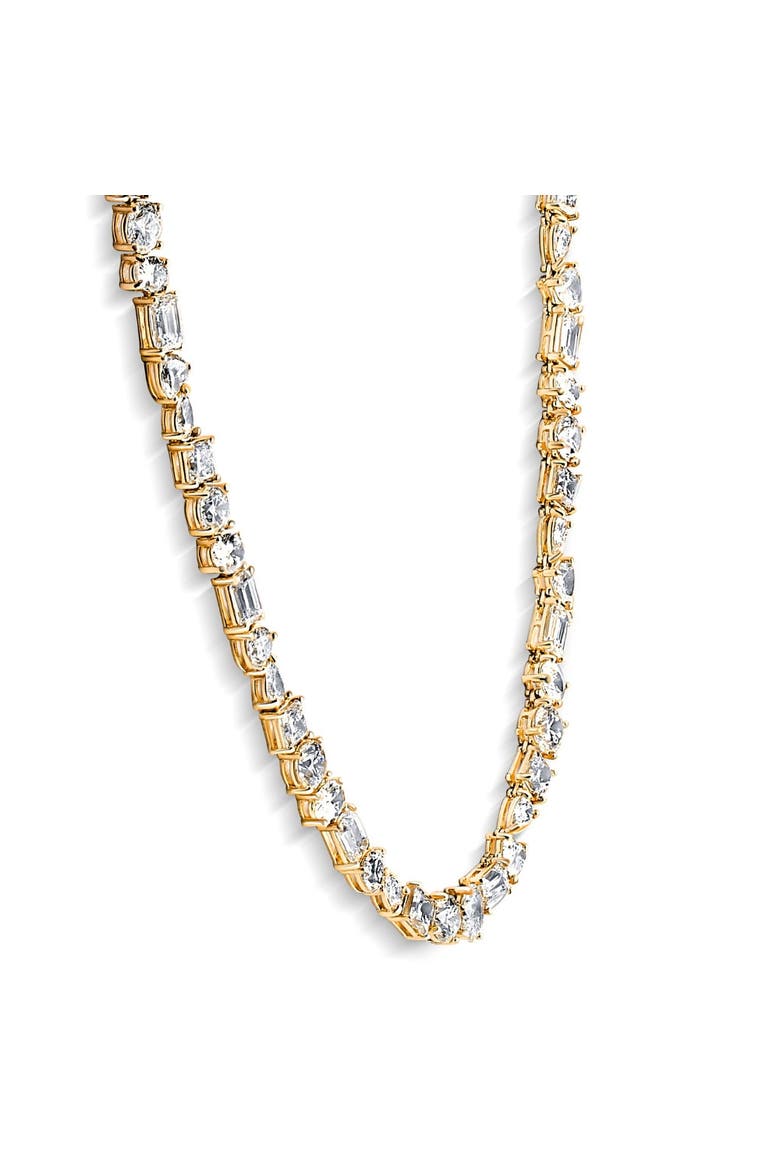 45Ct Fancy Diamond Multi Shape Tennis Necklace 14k Gold Lab Grown, Alternate, color, 14k Yellow Gold