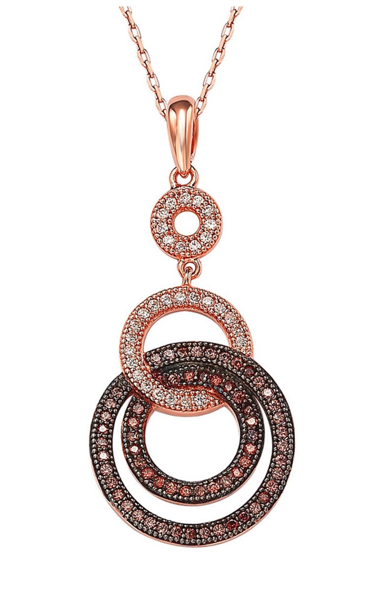 SUZY LEVIAN 14K Rose Gold Plated Two-Tone Chocolate & White CZ Pendant Necklace, Main, color, 