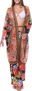 RANEES Tie Waist Longline Cover-Up Cape